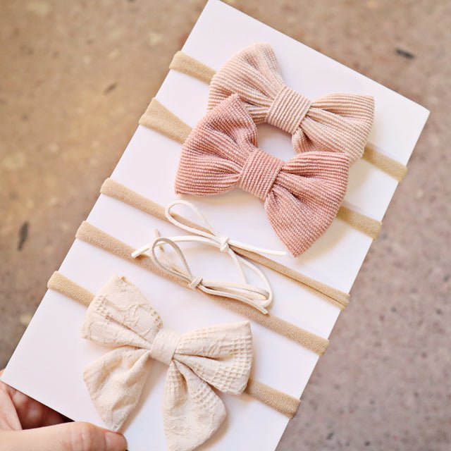 5Pcs/Set Baby Bow Headband Nylon Headbands Cotton Hair Bands for Children Girls Soft Hairband Newborn Hair Accessories Toddler