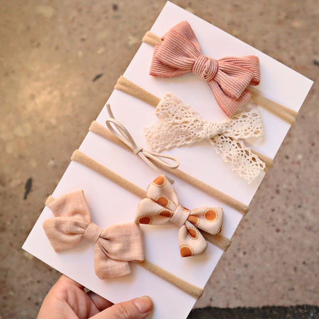 5Pcs/Set Baby Bow Headband Nylon Headbands Cotton Hair Bands for Children Girls Soft Hairband Newborn Hair Accessories Toddler