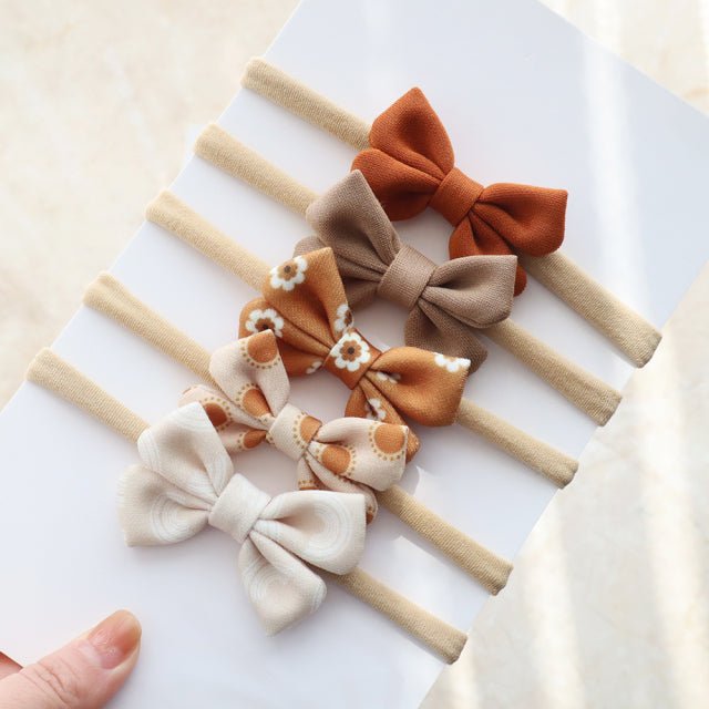 5Pcs/Set Baby Bow Headband Nylon Headbands Cotton Hair Bands for Children Girls Soft Hairband Newborn Hair Accessories Toddler