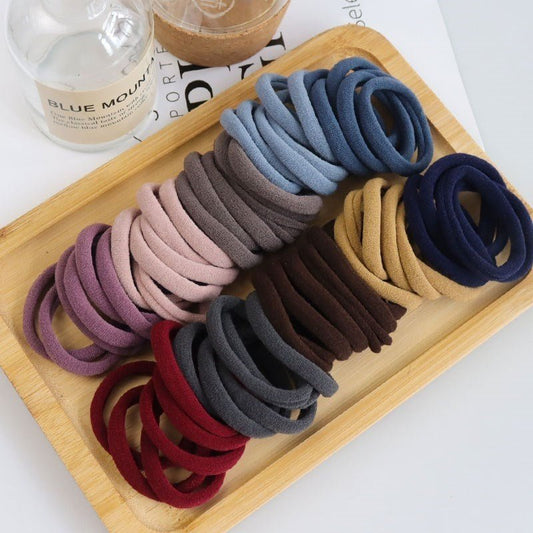 50 Pieces Set Girl Colorful Ornament Nylon Elastic Hair Bands Ponytail Hair Accessories Holder Rubber Bands Scrunchie Headband