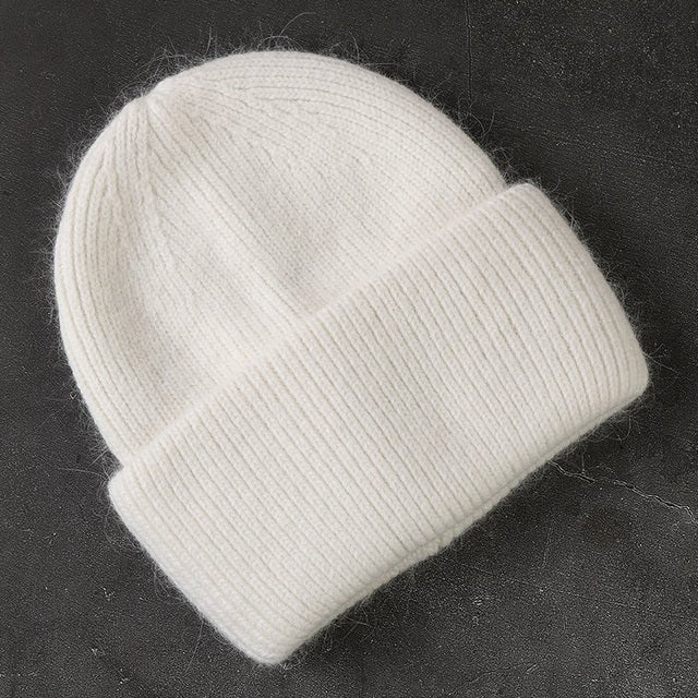 Fabbit Fur Beanies Soft Warm Fluffy Winter Hat for Women Angora Knitted Hat Skullies Beanies Female Bonnet Woman Knit Cap