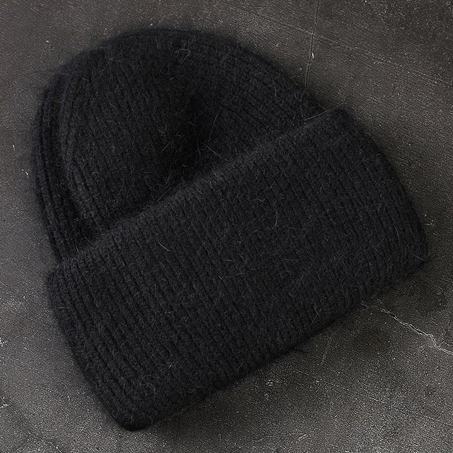 Fabbit Fur Beanies Soft Warm Fluffy Winter Hat for Women Angora Knitted Hat Skullies Beanies Female Bonnet Woman Knit Cap