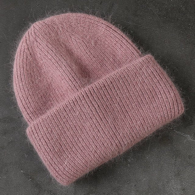 Fabbit Fur Beanies Soft Warm Fluffy Winter Hat for Women Angora Knitted Hat Skullies Beanies Female Bonnet Woman Knit Cap
