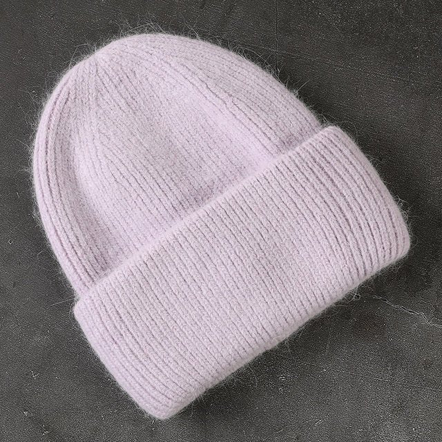 Fabbit Fur Beanies Soft Warm Fluffy Winter Hat for Women Angora Knitted Hat Skullies Beanies Female Bonnet Woman Knit Cap