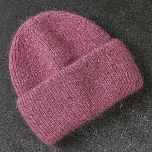 Fabbit Fur Beanies Soft Warm Fluffy Winter Hat for Women Angora Knitted Hat Skullies Beanies Female Bonnet Woman Knit Cap