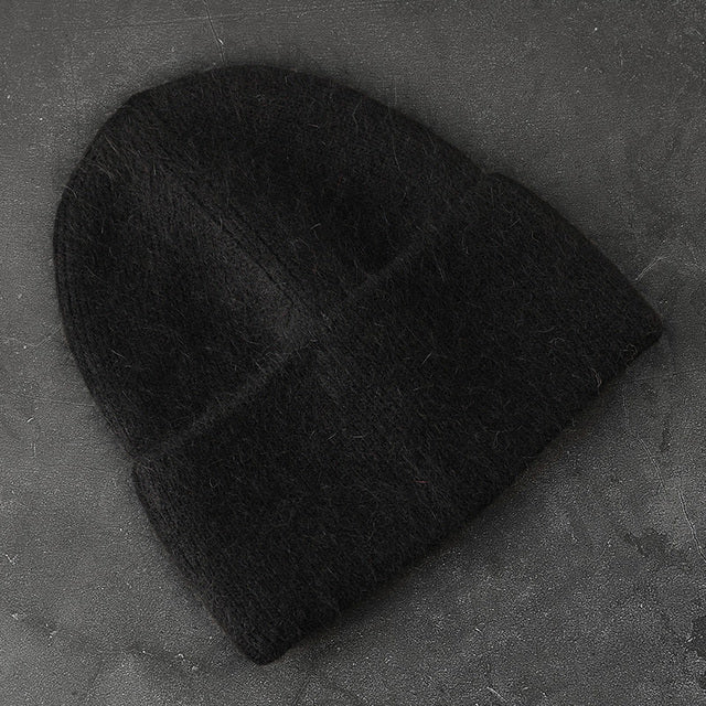 Fabbit Fur Beanies Soft Warm Fluffy Winter Hat for Women Angora Knitted Hat Skullies Beanies Female Bonnet Woman Knit Cap