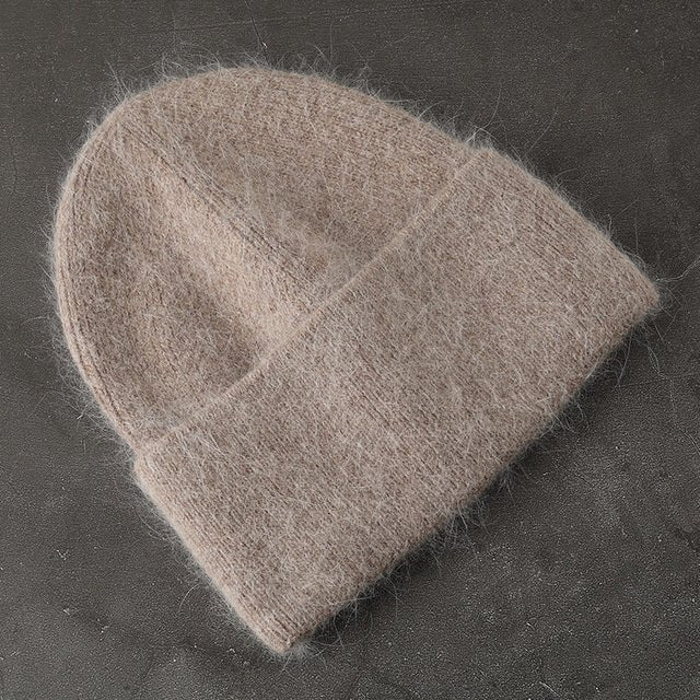 Fabbit Fur Beanies Soft Warm Fluffy Winter Hat for Women Angora Knitted Hat Skullies Beanies Female Bonnet Woman Knit Cap