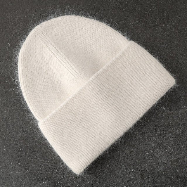 Fabbit Fur Beanies Soft Warm Fluffy Winter Hat for Women Angora Knitted Hat Skullies Beanies Female Bonnet Woman Knit Cap