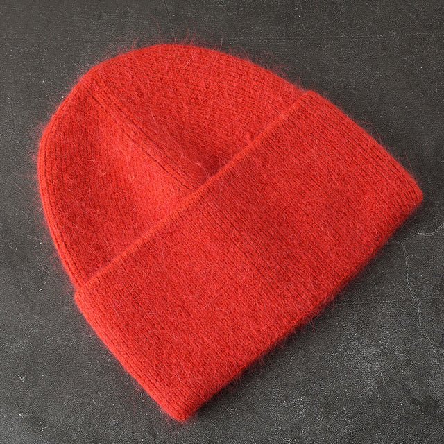 Fabbit Fur Beanies Soft Warm Fluffy Winter Hat for Women Angora Knitted Hat Skullies Beanies Female Bonnet Woman Knit Cap