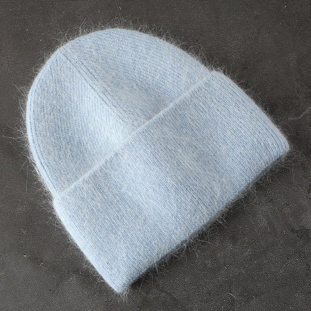 Fabbit Fur Beanies Soft Warm Fluffy Winter Hat for Women Angora Knitted Hat Skullies Beanies Female Bonnet Woman Knit Cap