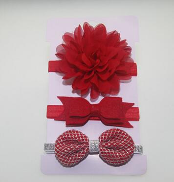 3Pcs Baby Elastic flower headband Headbands Hair Girls Bebe Bowknot Hairband Toddler Infants accessories set photography props