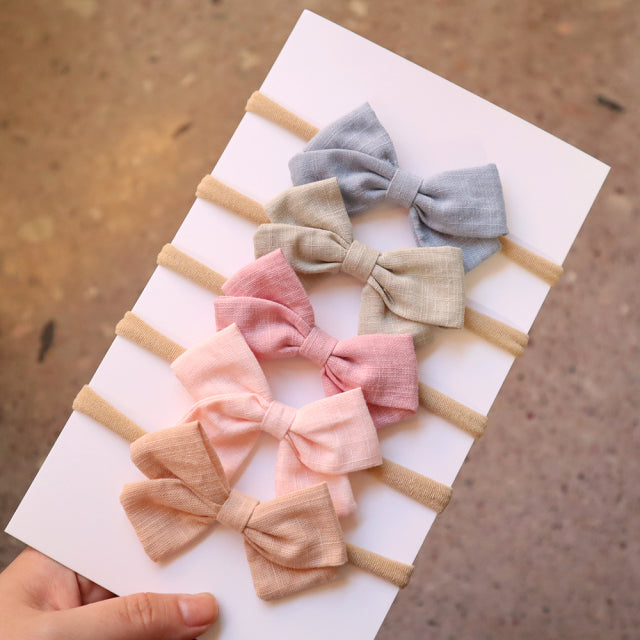 5Pcs/Set Baby Bow Headband Nylon Headbands Cotton Hair Bands for Children Girls Soft Hairband Newborn Hair Accessories Toddler