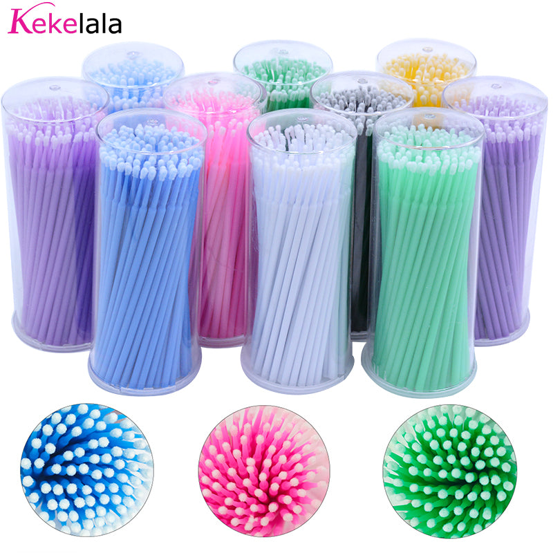 Kekelala 100PCS/Bottle Eyelash Extension Cleaning Swabs Lash Lift Glue Remover Applicators Microblade Makeup Micro Brushes Tool