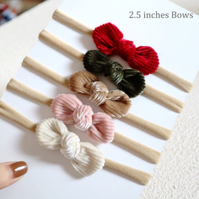 5Pcs/Set Baby Bow Headband Nylon Headbands Cotton Hair Bands for Children Girls Soft Hairband Newborn Hair Accessories Toddler