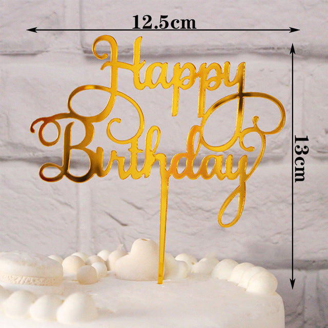 Happy Birthday Cake Topper Acrylic Letter Cake Toppers Party Supplies Happy Birthday Black Cake Decorations Boy 33 Designs