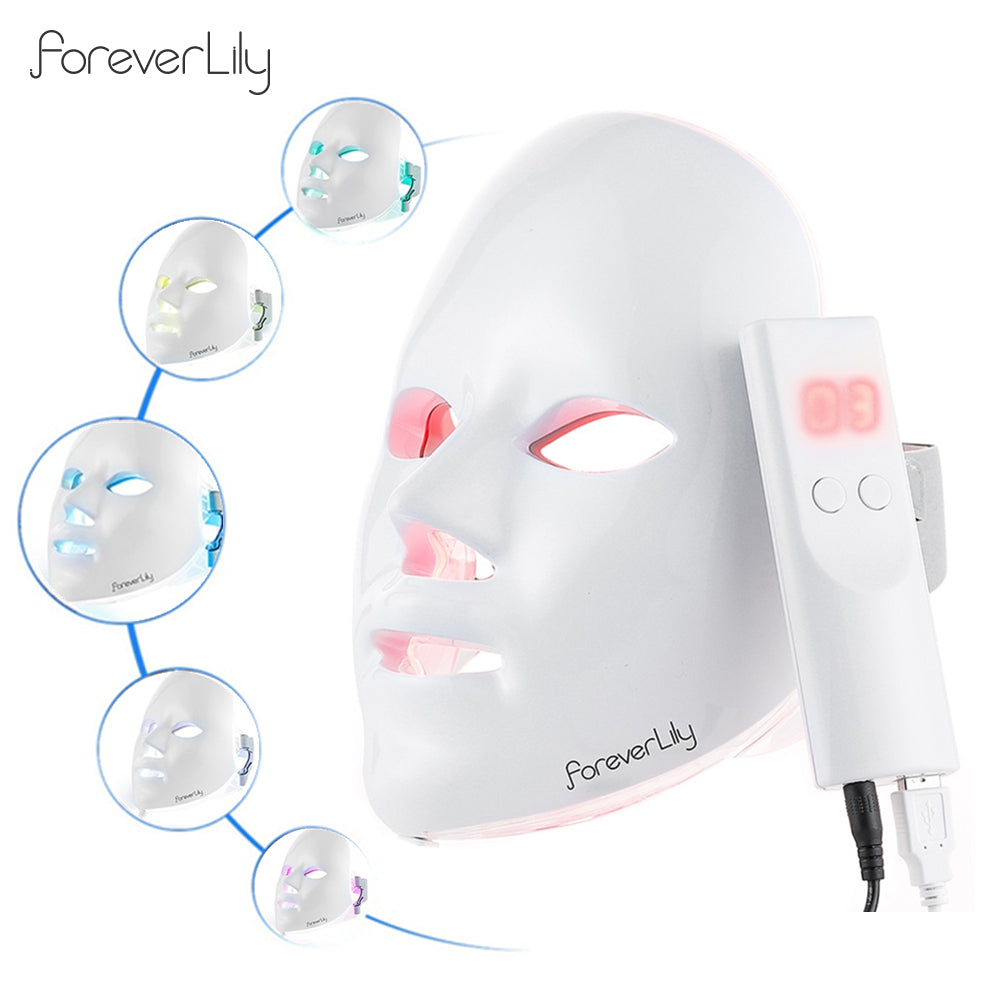 Foreverlily Minimalism 7 Colors LED Facial Mask Photon Therapy Anti-Acne Wrinkle Removal Skin Rejuvenation Face Skin Care Tools