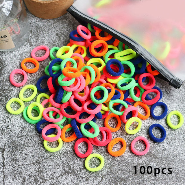 Kid Small Hair Bands Baby Girl Children Headbands Colorful Elastic Hair Tie Nylon Scrunchie Hair Rope 50/100pcs Hair Accessories