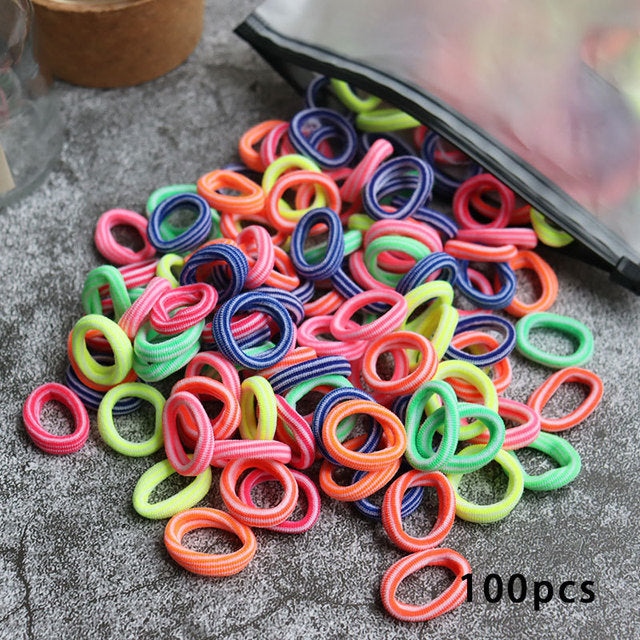 Kid Small Hair Bands Baby Girl Children Headbands Colorful Elastic Hair Tie Nylon Scrunchie Hair Rope 50/100pcs Hair Accessories