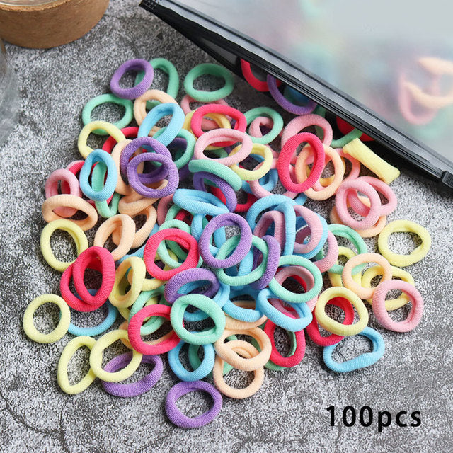 Kid Small Hair Bands Baby Girl Children Headbands Colorful Elastic Hair Tie Nylon Scrunchie Hair Rope 50/100pcs Hair Accessories