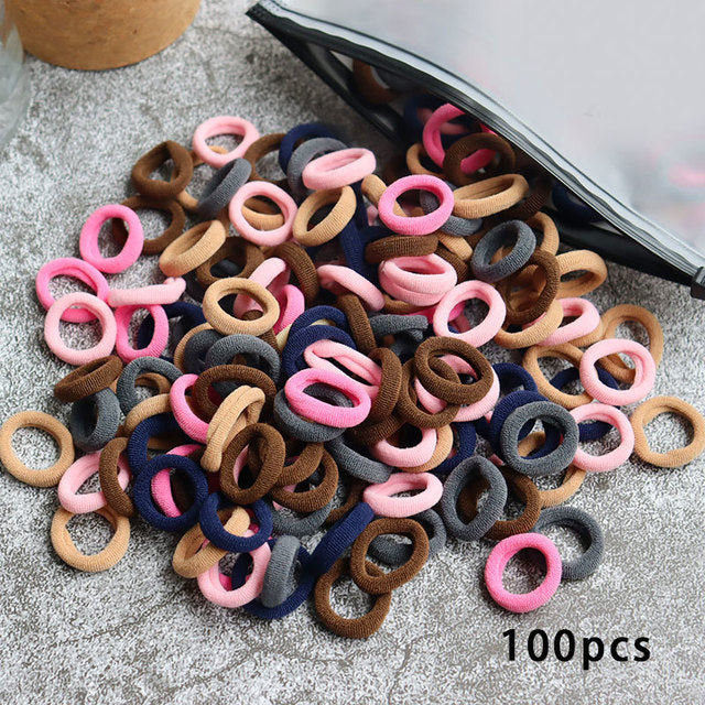 Kid Small Hair Bands Baby Girl Children Headbands Colorful Elastic Hair Tie Nylon Scrunchie Hair Rope 50/100pcs Hair Accessories