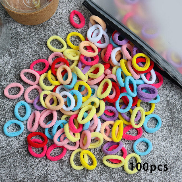 Kid Small Hair Bands Baby Girl Children Headbands Colorful Elastic Hair Tie Nylon Scrunchie Hair Rope 50/100pcs Hair Accessories