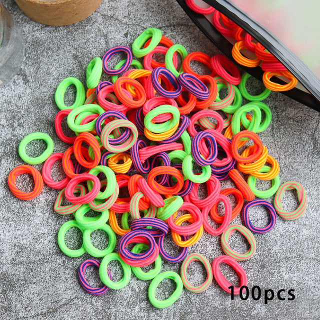 Kid Small Hair Bands Baby Girl Children Headbands Colorful Elastic Hair Tie Nylon Scrunchie Hair Rope 50/100pcs Hair Accessories