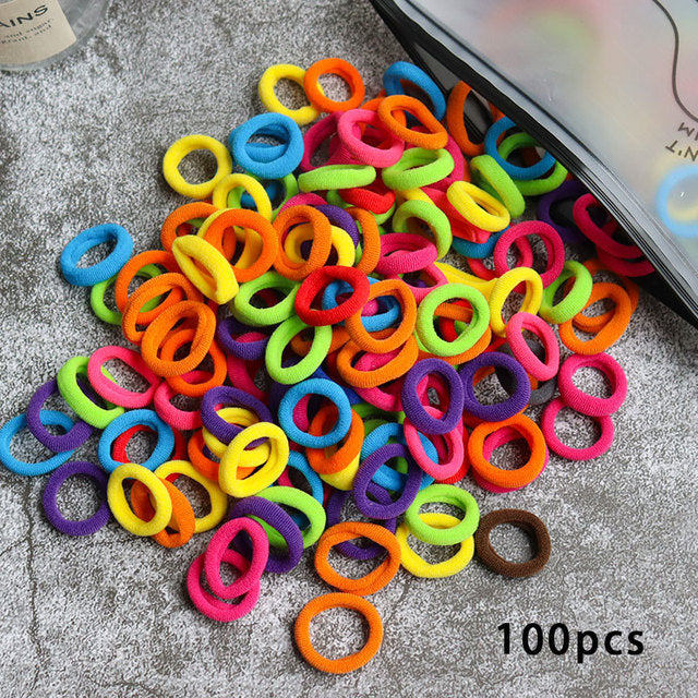 Kid Small Hair Bands Baby Girl Children Headbands Colorful Elastic Hair Tie Nylon Scrunchie Hair Rope 50/100pcs Hair Accessories