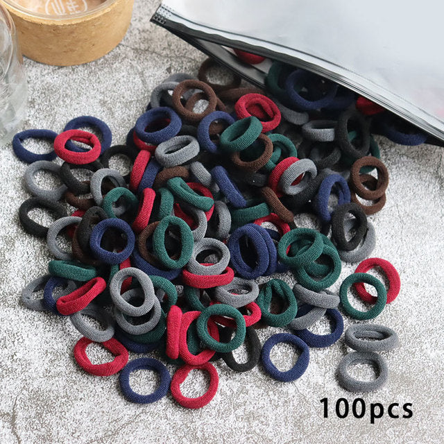 Kid Small Hair Bands Baby Girl Children Headbands Colorful Elastic Hair Tie Nylon Scrunchie Hair Rope 50/100pcs Hair Accessories