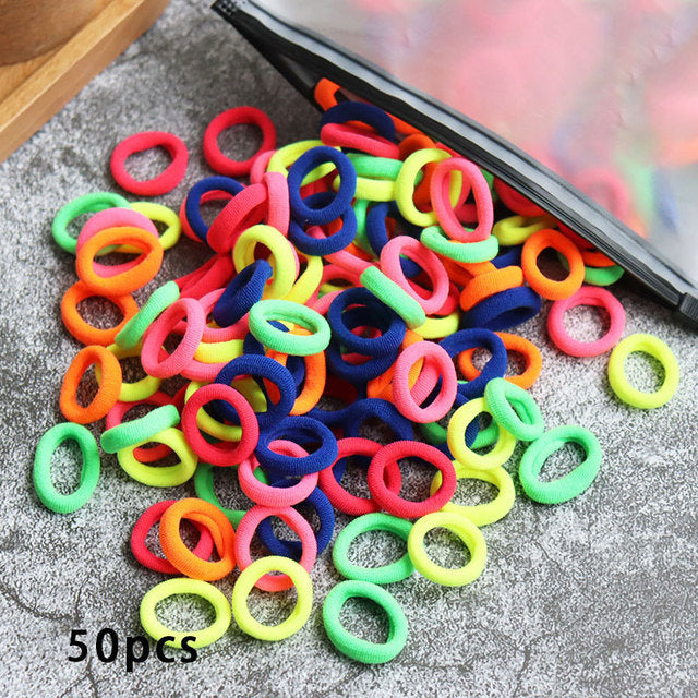 Kid Small Hair Bands Baby Girl Children Headbands Colorful Elastic Hair Tie Nylon Scrunchie Hair Rope 50/100pcs Hair Accessories