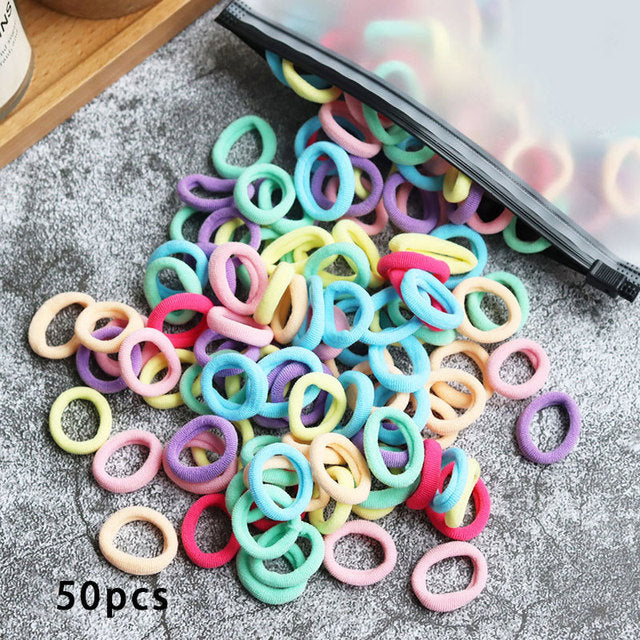 Kid Small Hair Bands Baby Girl Children Headbands Colorful Elastic Hair Tie Nylon Scrunchie Hair Rope 50/100pcs Hair Accessories