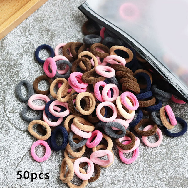 Kid Small Hair Bands Baby Girl Children Headbands Colorful Elastic Hair Tie Nylon Scrunchie Hair Rope 50/100pcs Hair Accessories