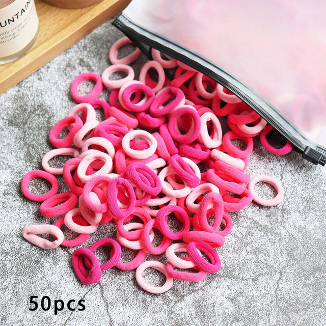 Kid Small Hair Bands Baby Girl Children Headbands Colorful Elastic Hair Tie Nylon Scrunchie Hair Rope 50/100pcs Hair Accessories