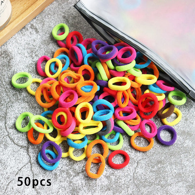 Kid Small Hair Bands Baby Girl Children Headbands Colorful Elastic Hair Tie Nylon Scrunchie Hair Rope 50/100pcs Hair Accessories