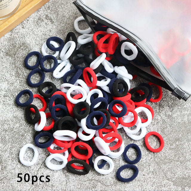 Kid Small Hair Bands Baby Girl Children Headbands Colorful Elastic Hair Tie Nylon Scrunchie Hair Rope 50/100pcs Hair Accessories