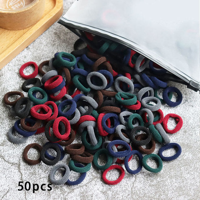 Kid Small Hair Bands Baby Girl Children Headbands Colorful Elastic Hair Tie Nylon Scrunchie Hair Rope 50/100pcs Hair Accessories