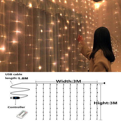 3m Curtain String Light Christmas Decoration Remote Control USB Birthday Wedding Garland Decoration Anniversaire Lamp Home Decor