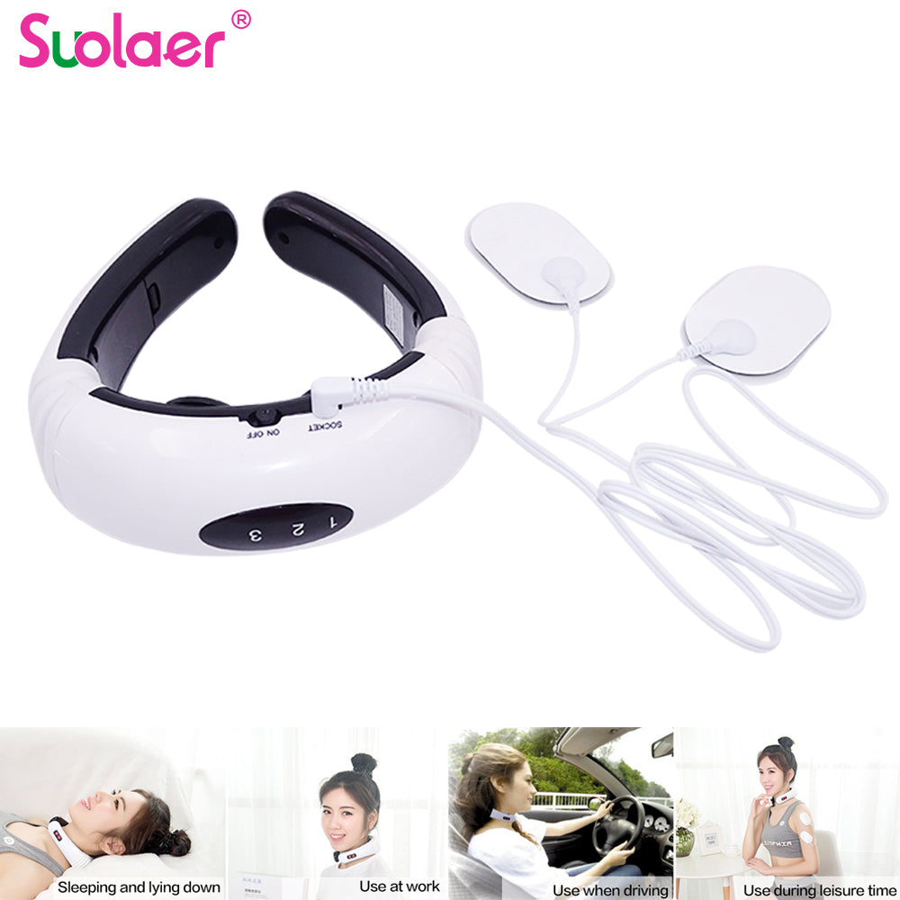 Electric Neck Massager &amp; Pulse Back 6 Modes Power Control TENS Heating Cervical Pain Relief Tool Health Care Relaxation Machine