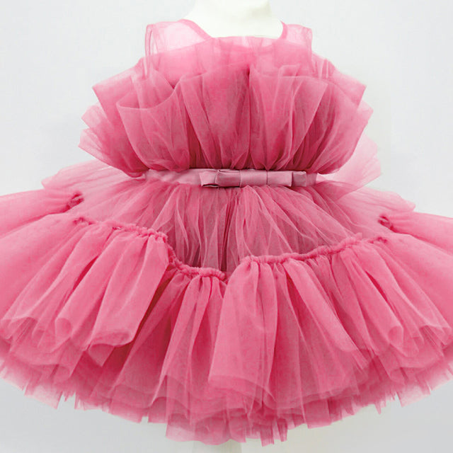 Baby Girl Tutu Party Gown Flower Girls Dresses for Wedding 1 2 3 4 5 Years Birthday Kids Clothes Princess Tulle Children Costume